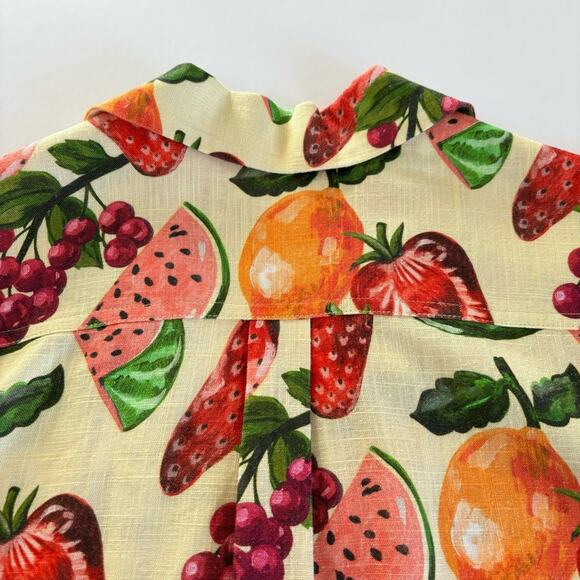 Scotch & Soda Girls Fruit Printed Linen Blend Button Up Shirt Kids Size 16 NWT - Picture 7 of 8